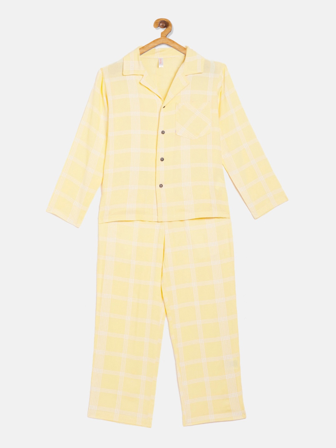 

Stylo Bug Kids Yellow White Checked Night Suit