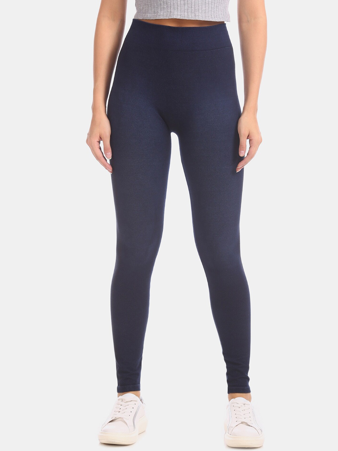 Cherokee Women Navy Blue Mid Rise Solid Jeggings