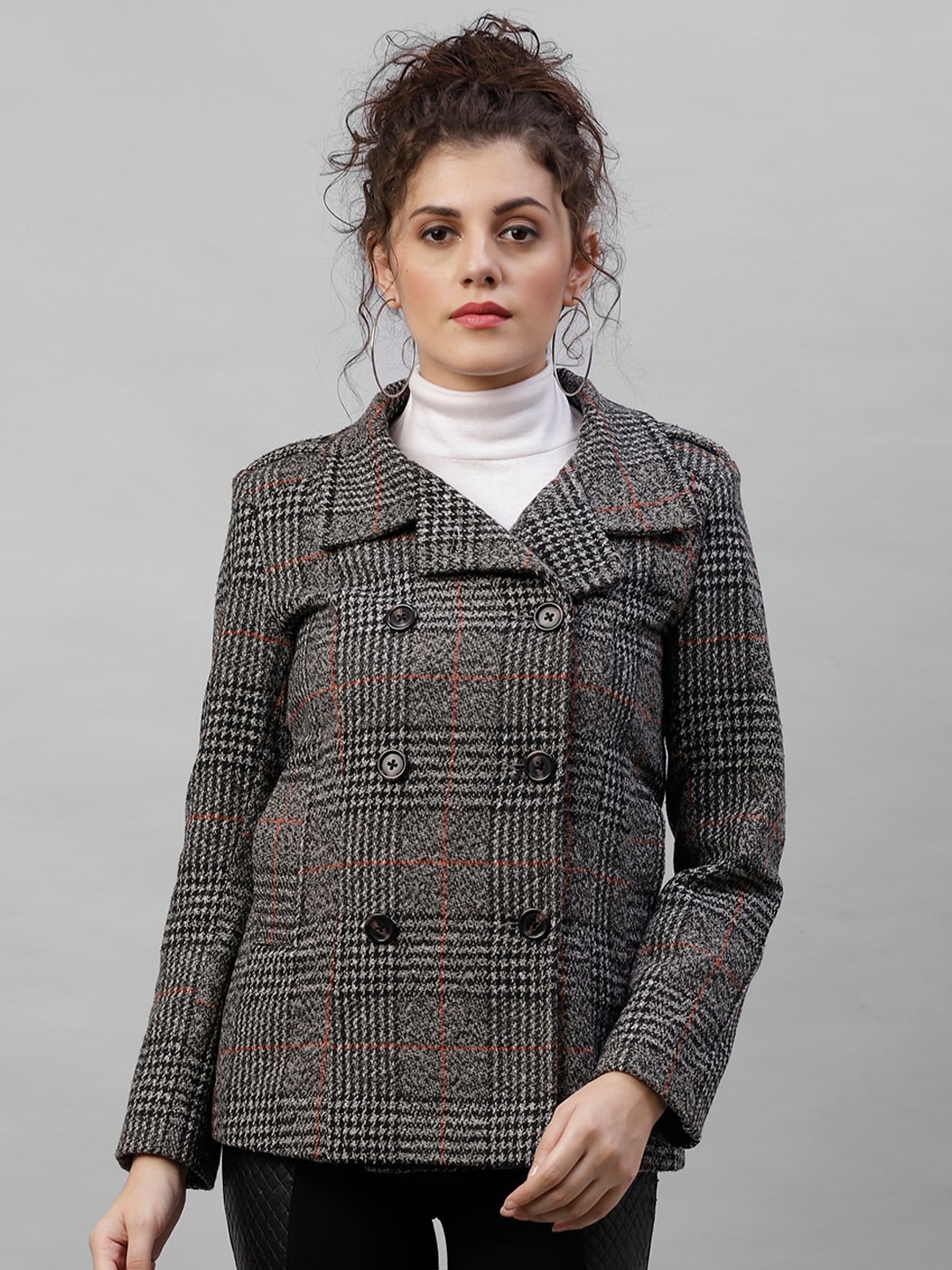 

Gipsy Women Grey Checked Tailored Jacket
