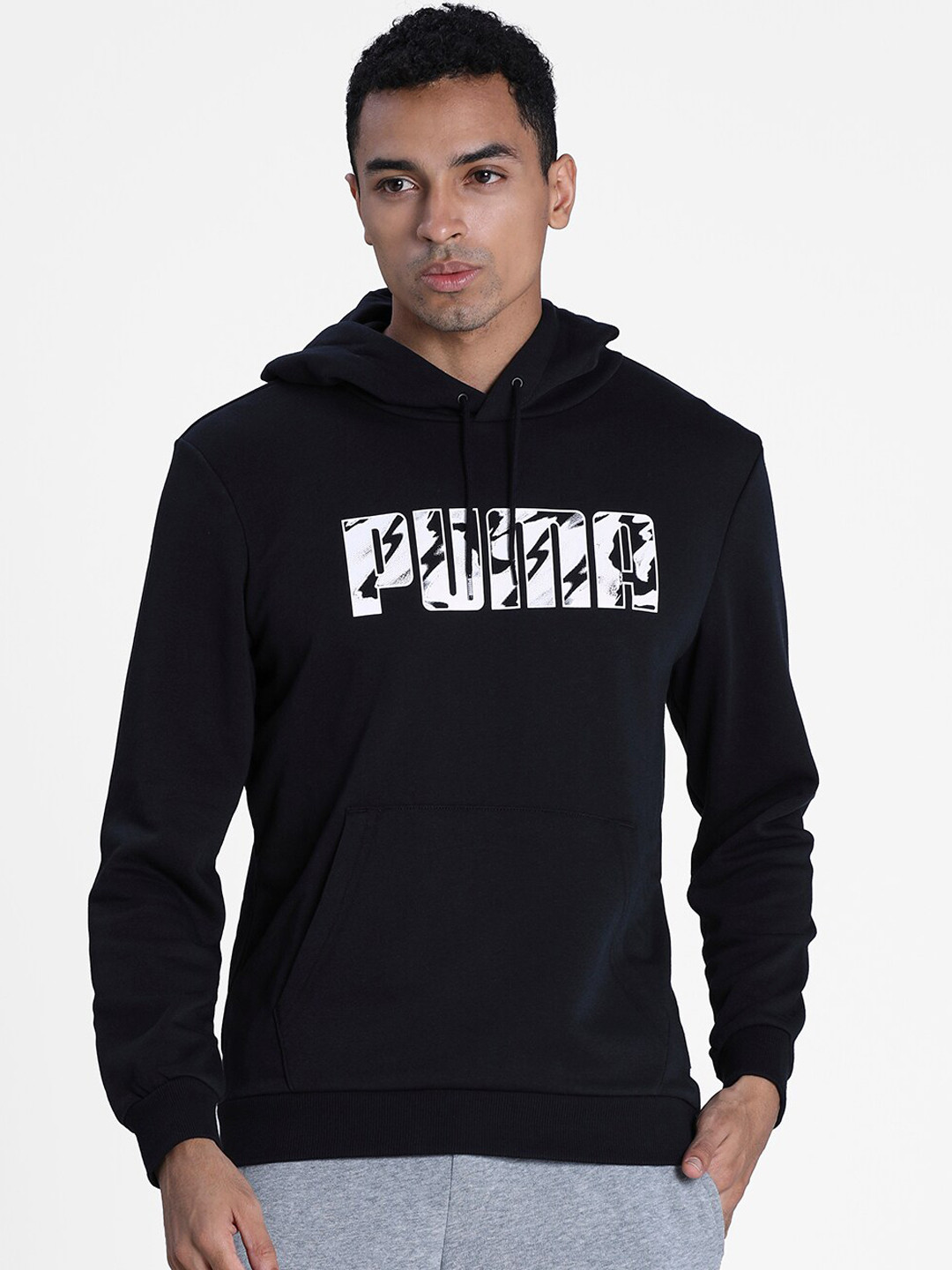 

Puma Men Black Brand Logo Printed Graphic Hoody TR