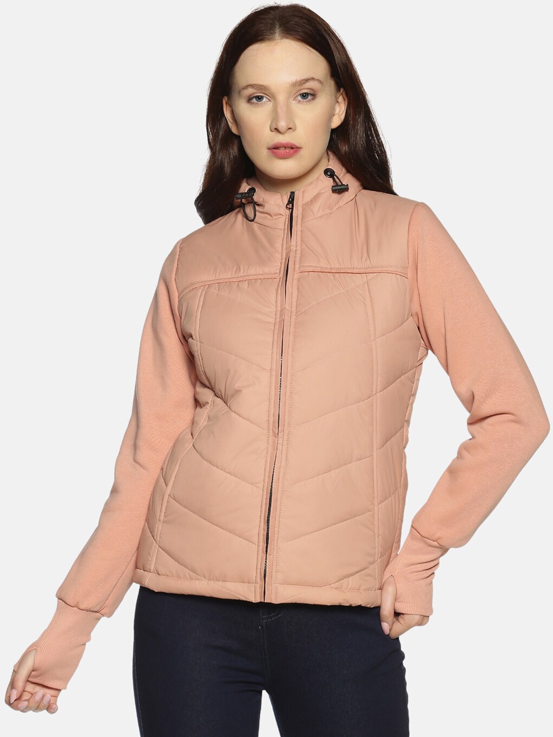 

Campus Sutra Women Pink Solid Windcheater Padded Jacket