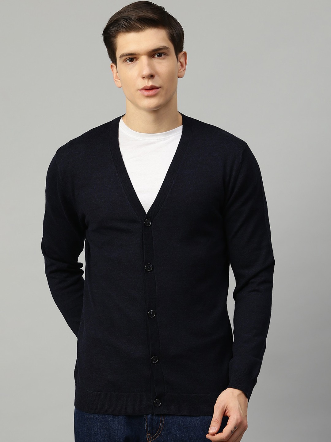 

Matinique Men Navy Blue Solid Cardigan