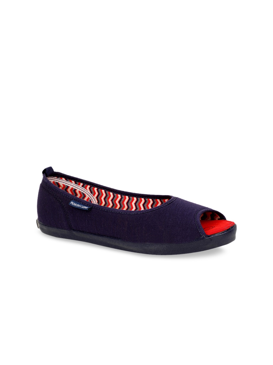 

North Star Women Navy Blue Solid Fabric Ballerinas