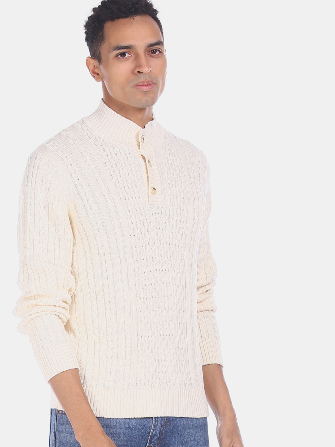 

Aeropostale Men White Solid Pullover Sweater, Off white
