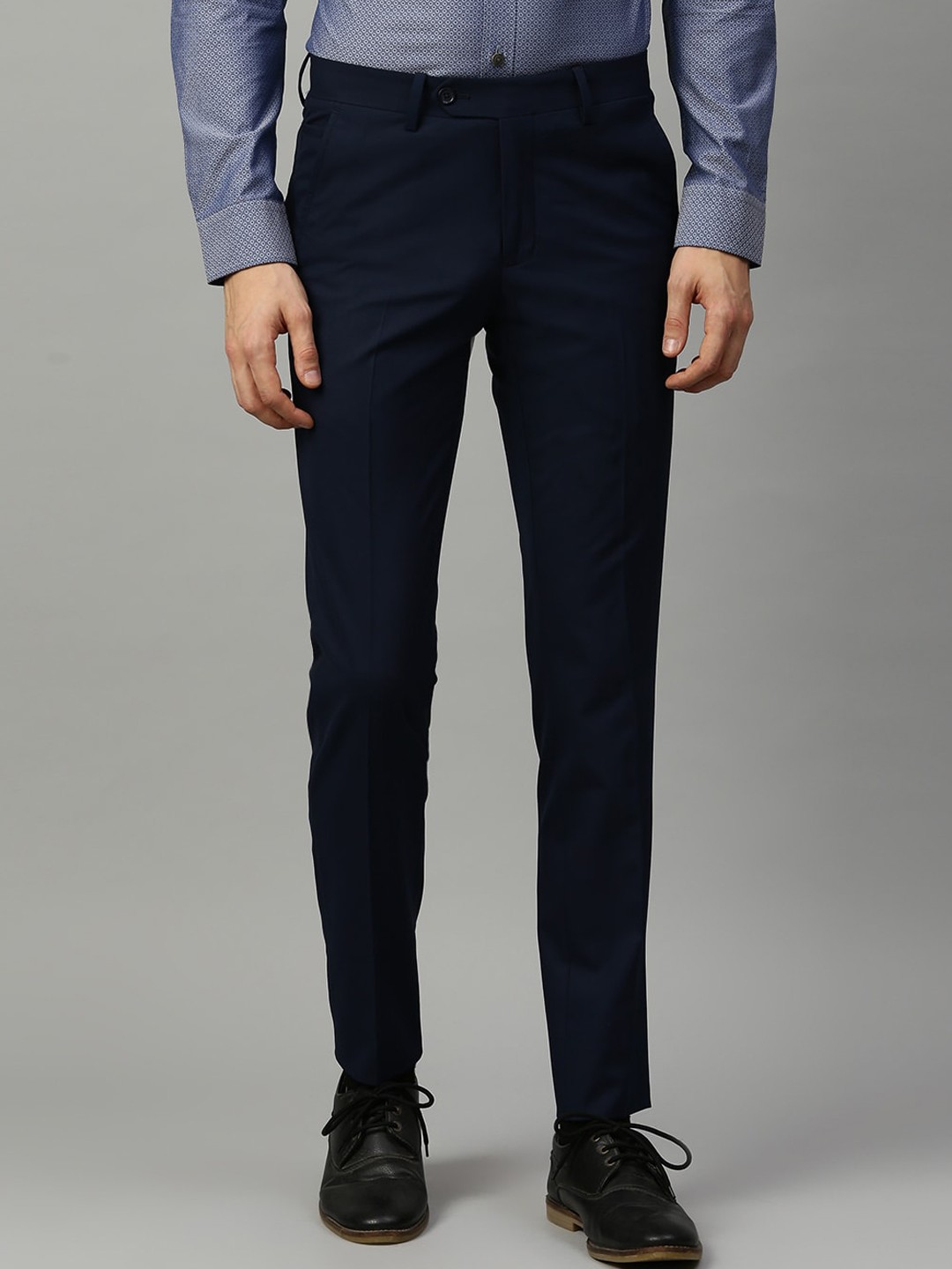 

HARSAM Men Navy Blue Slim Fit Solid Formal Trousers