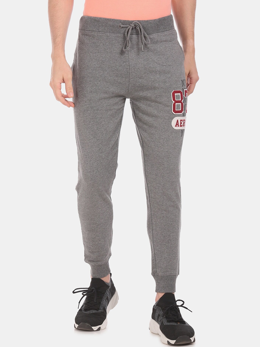 

Aeropostale Men Grey Melange Solid Straight-Fit Joggers