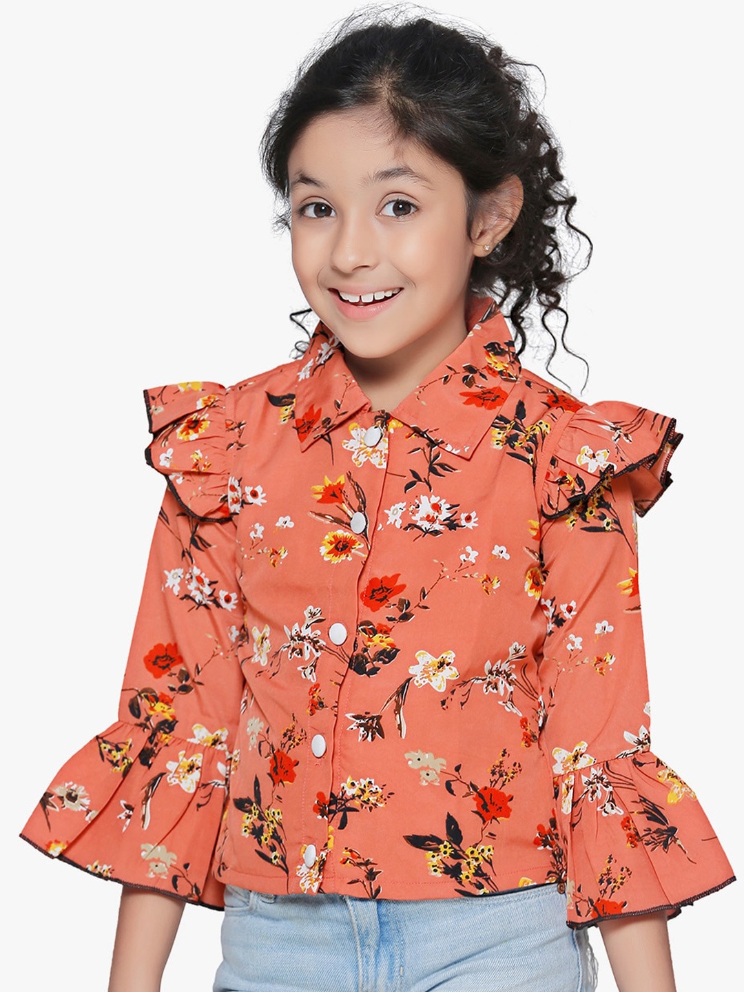 

Cutiekins Girls Pink Printed Shirt Style Top