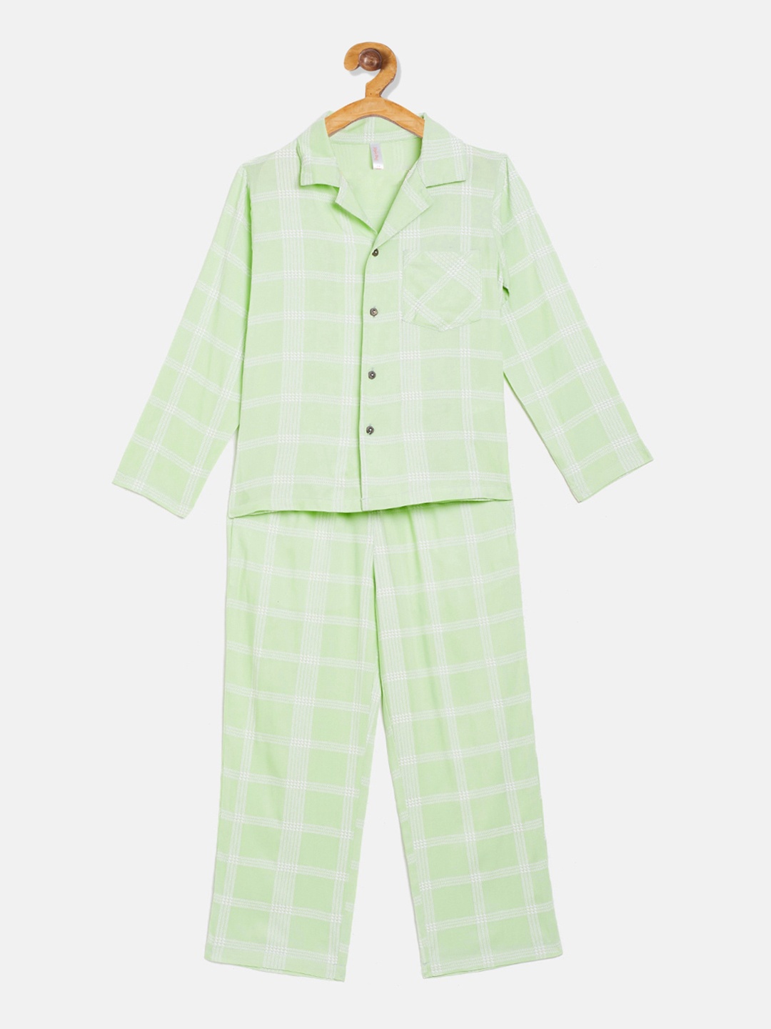 

Stylo Bug Kids Green & White Checked Night Suit