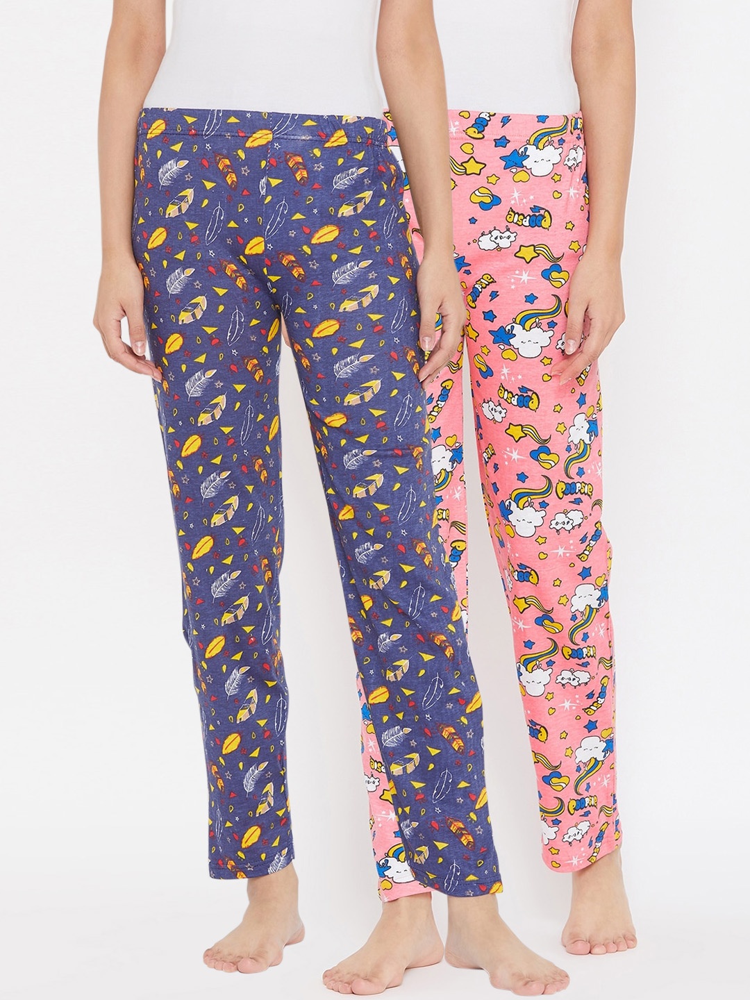 

StyleStone Women Pack Of 2 Printed Lounge Pants, Pink
