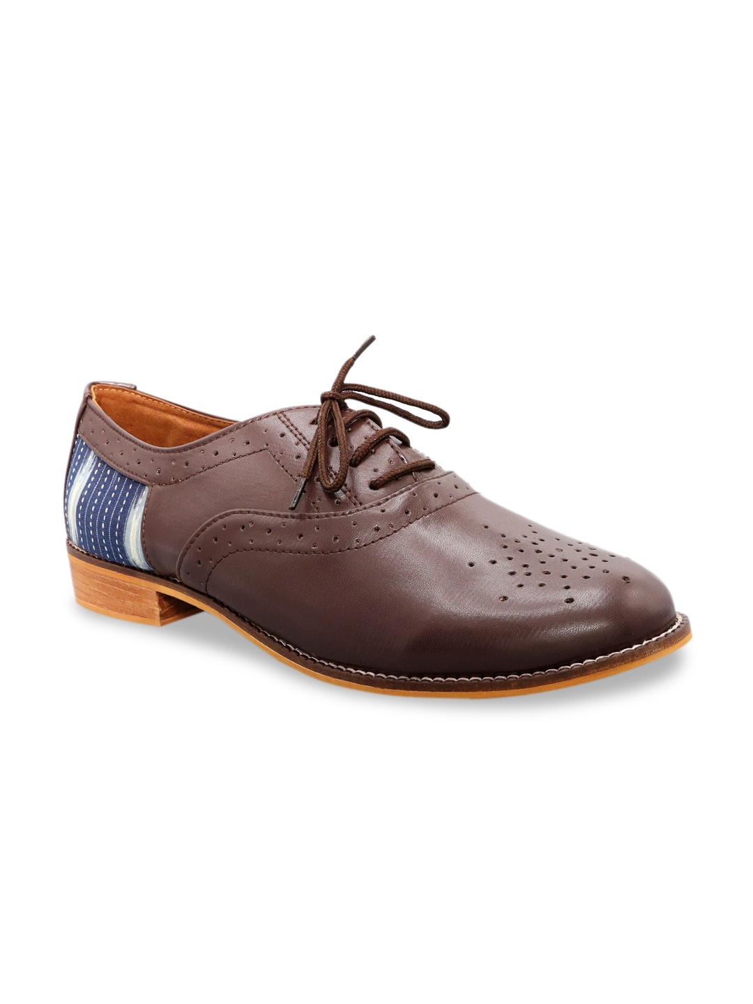 

Kanvas Women Brown Leather Perforated Derbys