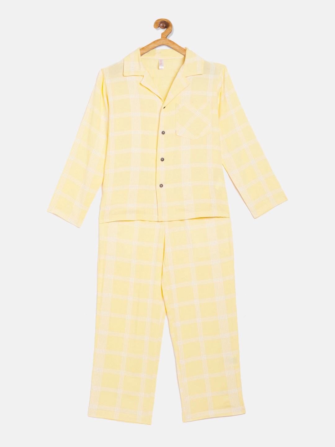 

Stylo Bug Kids Yellow White Checked Night Suit