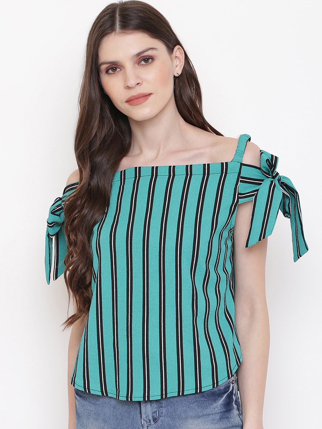 

Mayra Women Green Striped Top