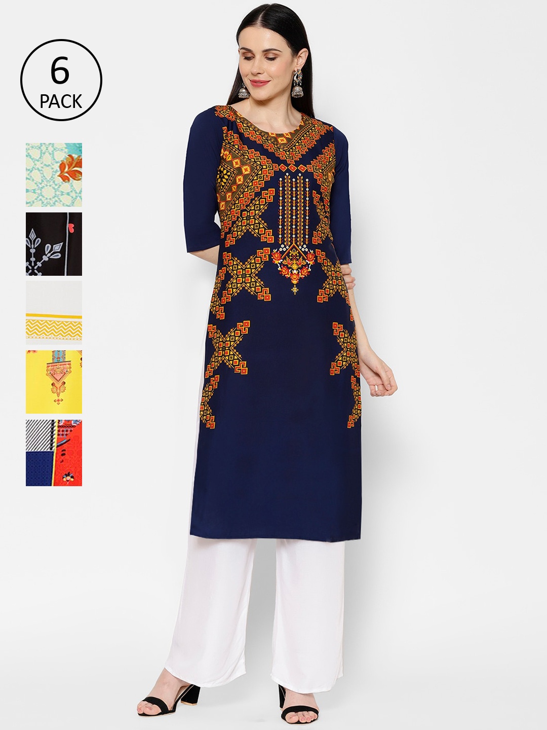 

7Threads Women Multicoloured Embroidered Straight Kurta, Multi