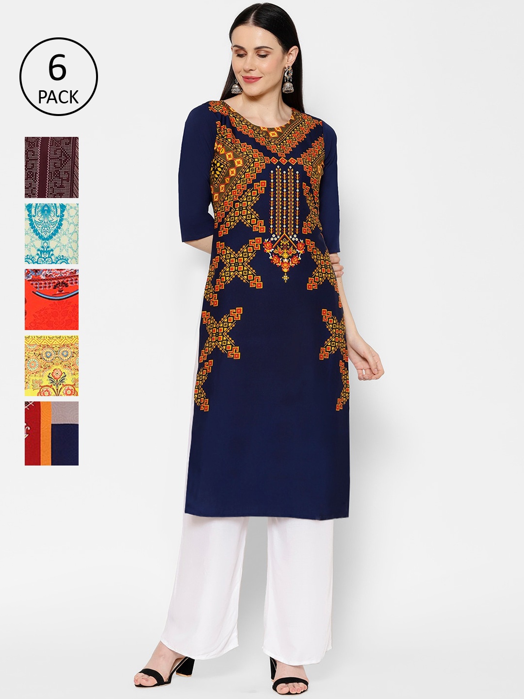 

7Threads Women Multicoloured Embroidered Straight Kurta, Multi