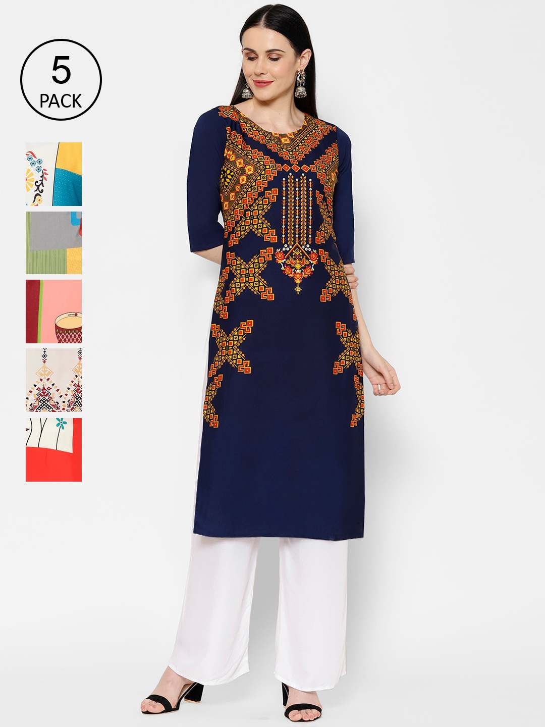 

7Threads Women Multicoloured Embroidered Straight Kurta, Multi