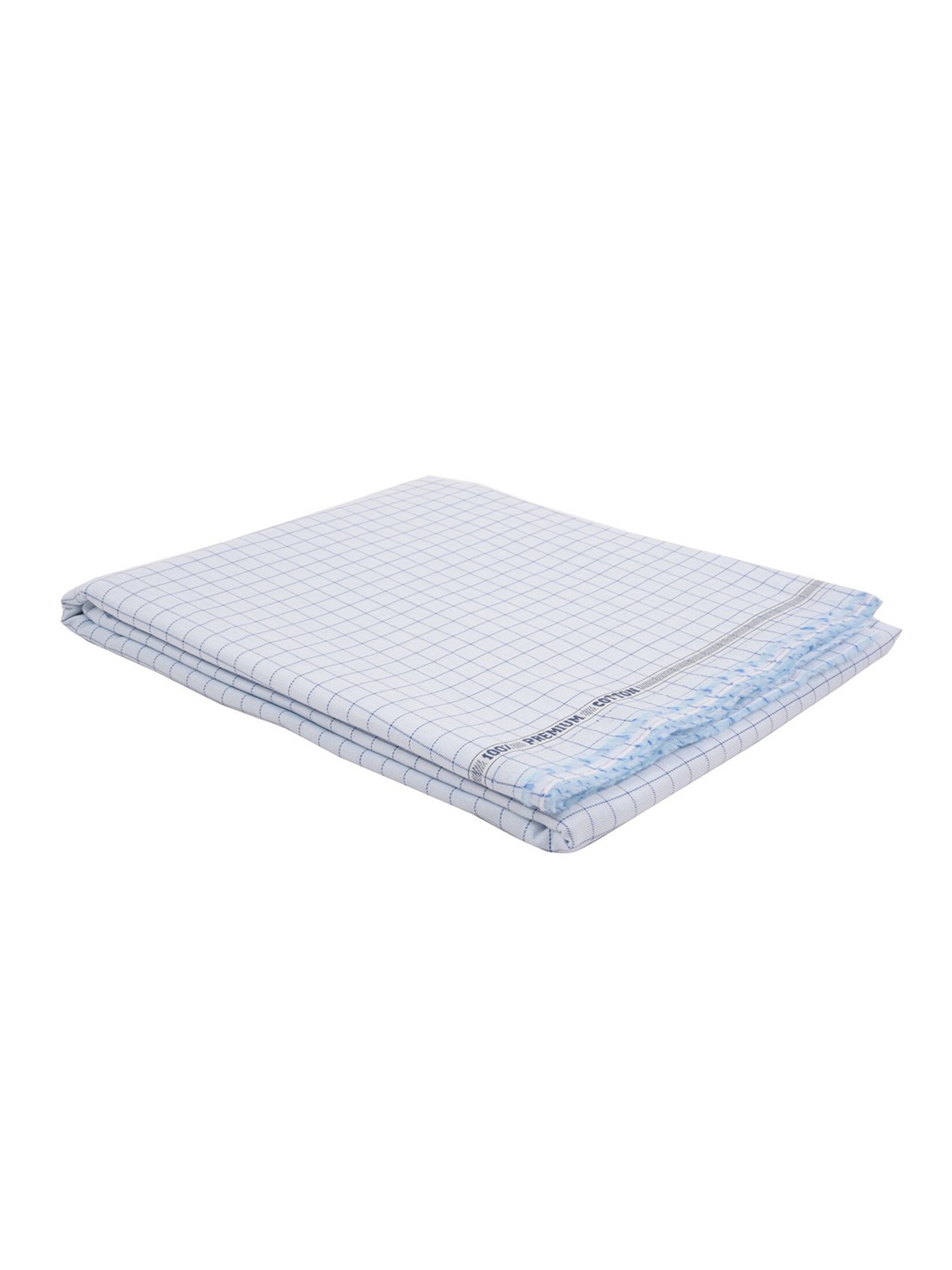 

Raymond Men White & Blue Checked Unstitched Shirt Fabric With Gift Packing Box