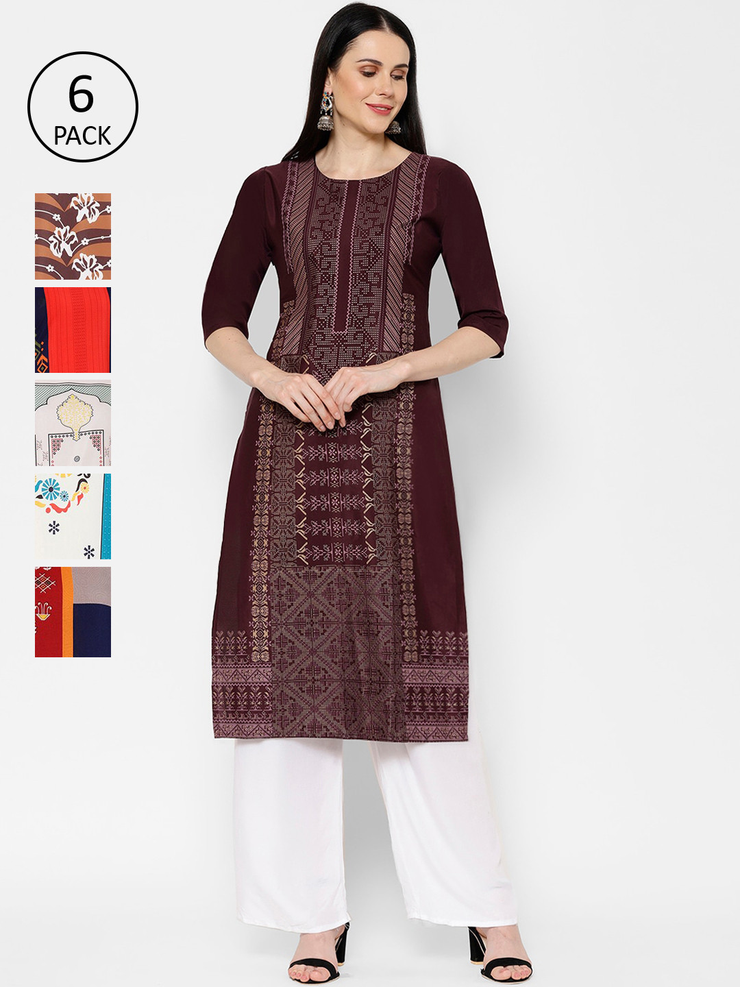 

7Threads Women Multicoloured Embroidered Straight Kurta, Multi