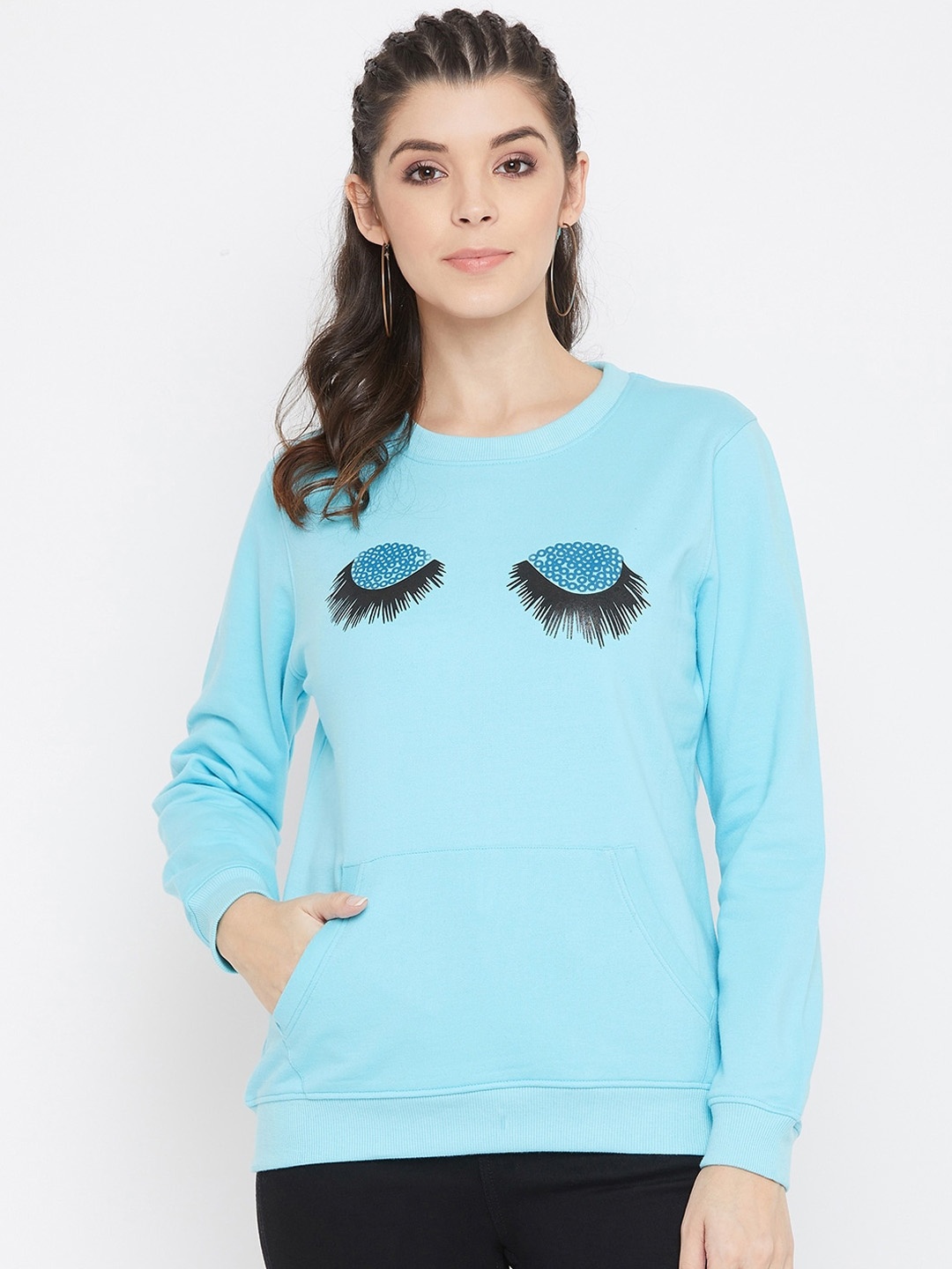 

Bishop Cotton Women Blue Solid Sweatshirt
