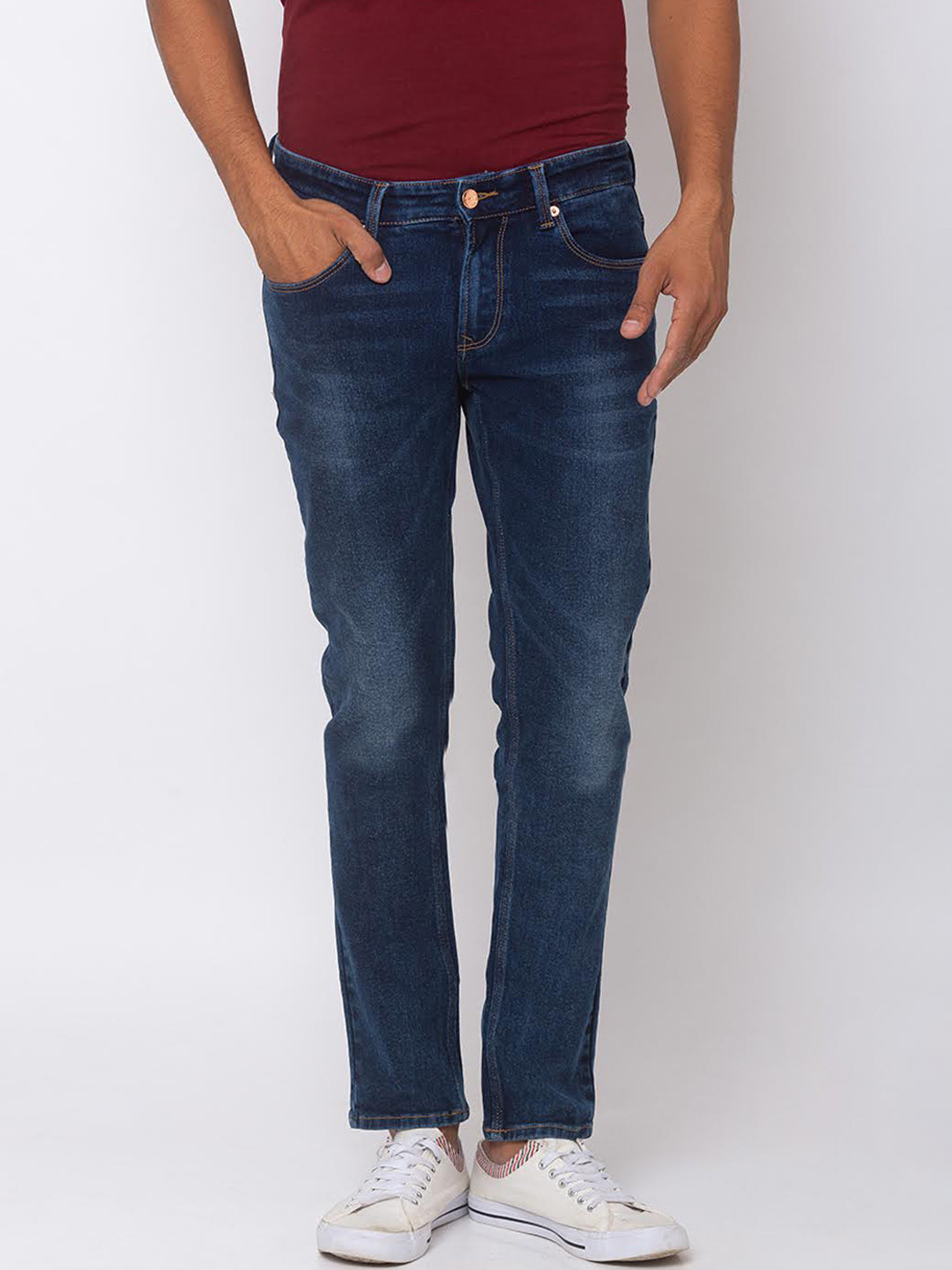 

SPYKAR Men Blue Skinny Fit Mid-Rise Low Distress Jeans
