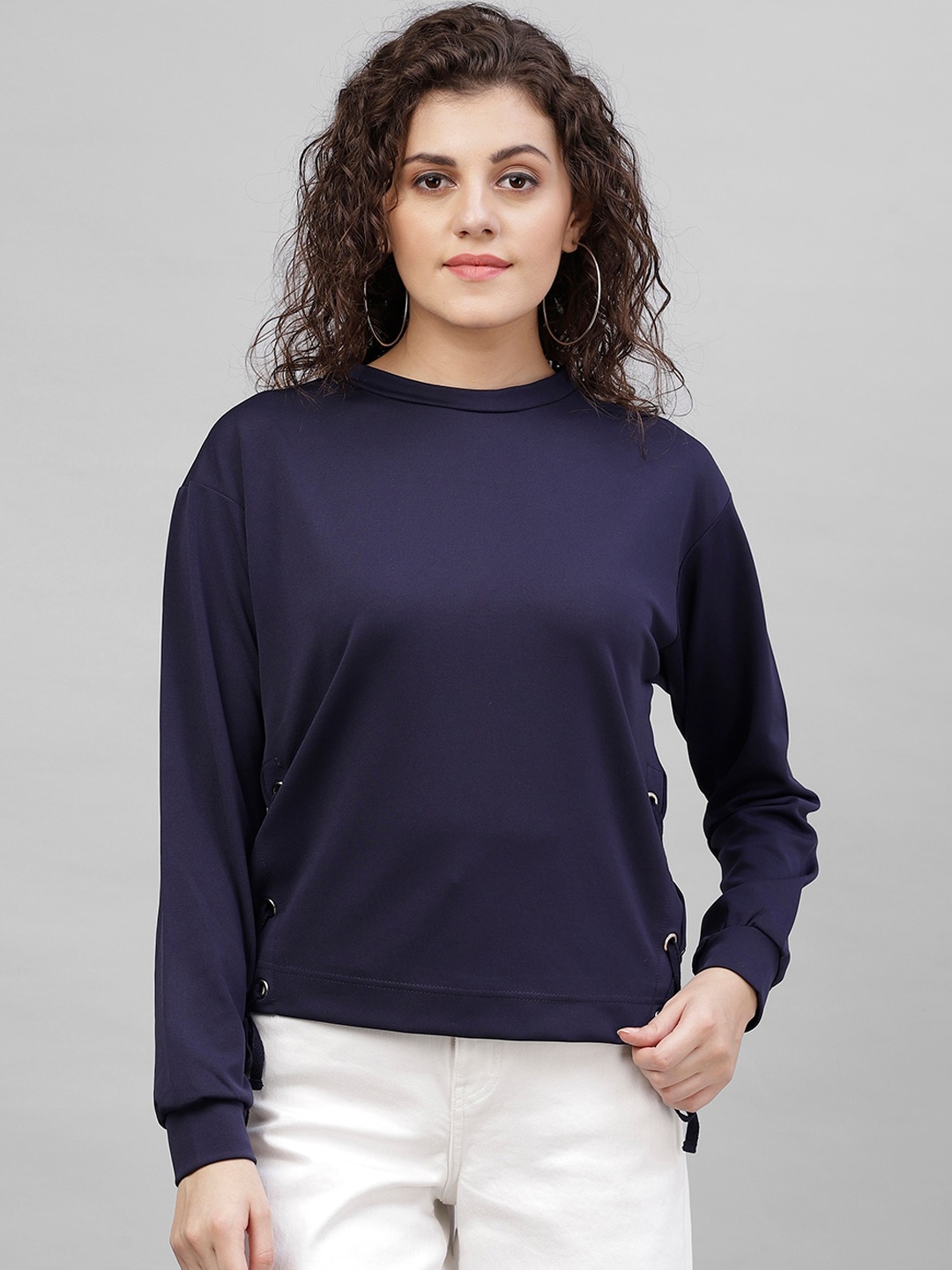 

Gipsy Women Navy Blue Solid Top