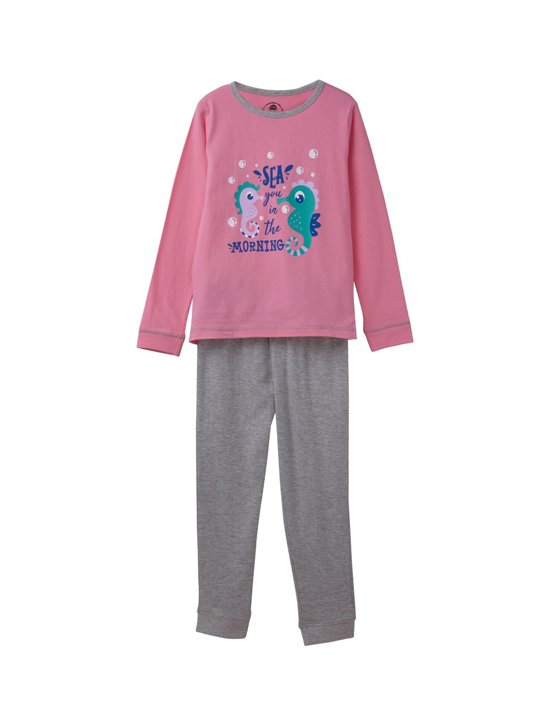 Cub McPaws Girls Pink & Grey Printed Night suit