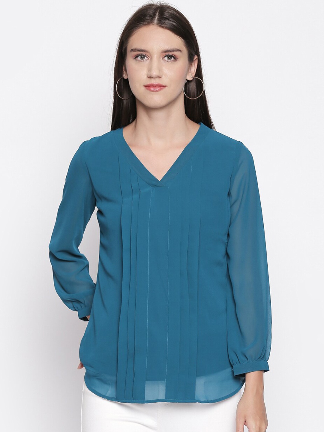 

Mesmerize Women Turquoise Blue Solid Top