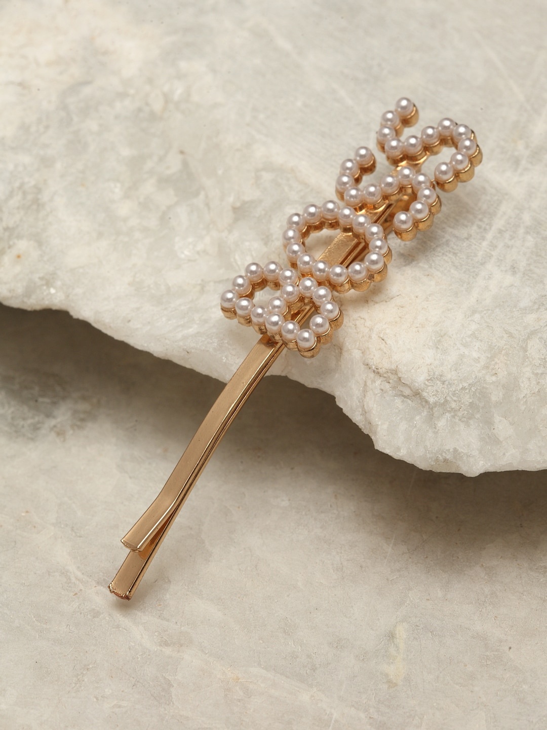 

Ferosh Women Gold-Toned & White Pearl Studded Bobby Pins