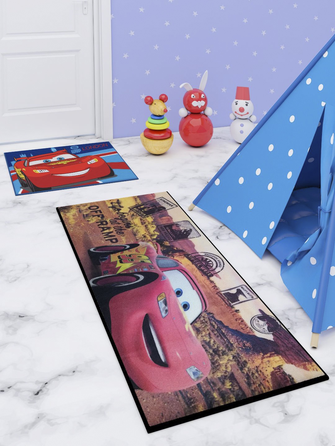 

Disney Set Of 2 Blue & Red Printed Premium Runner Carpet & Doormat