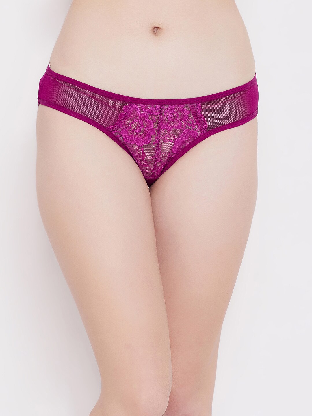 

Clovia Women Purple Lace Bikini Briefs-PN5101O12