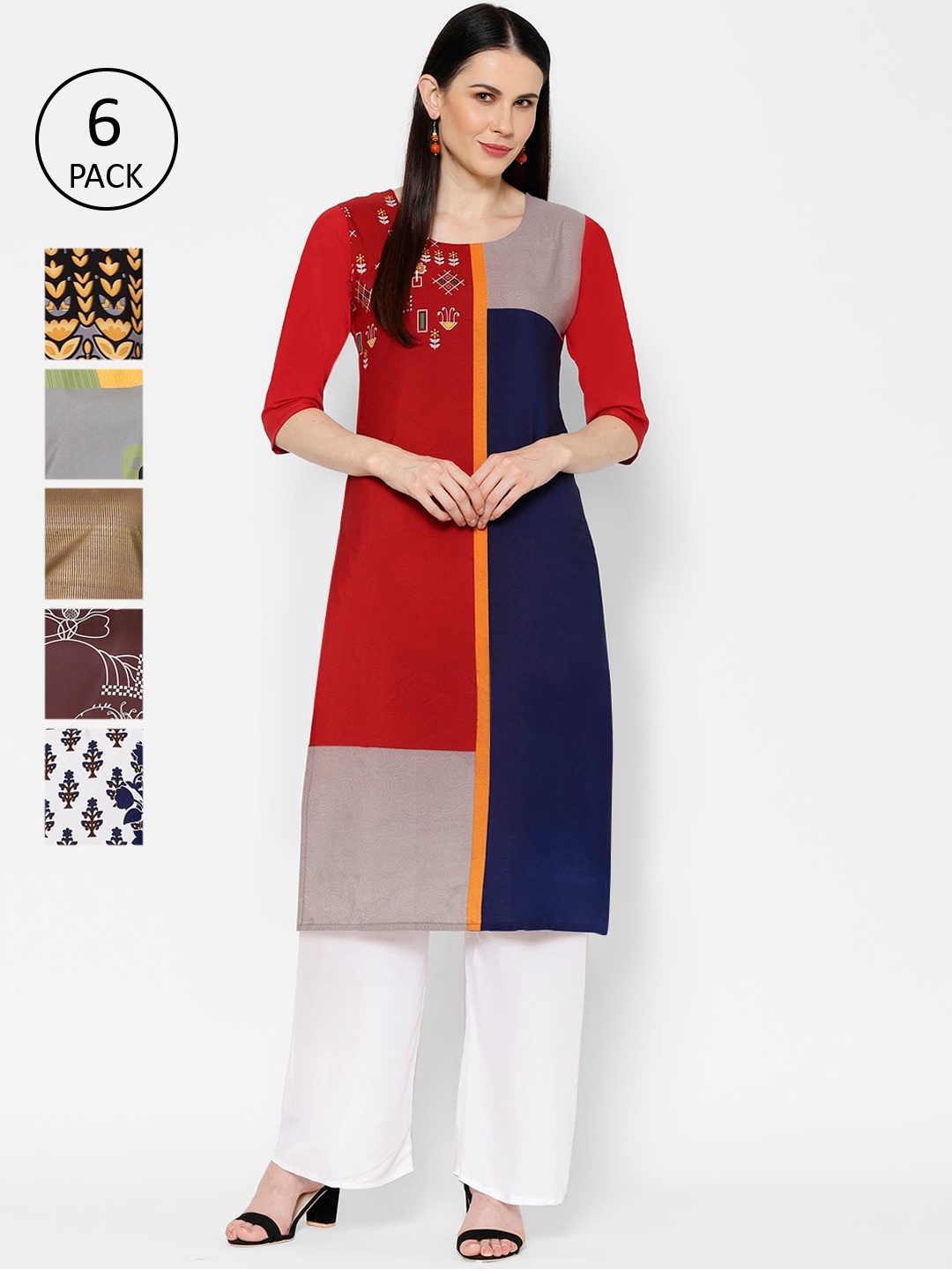 

7Threads Women Multicoloured Colourblocked Straight Kurta, Multi