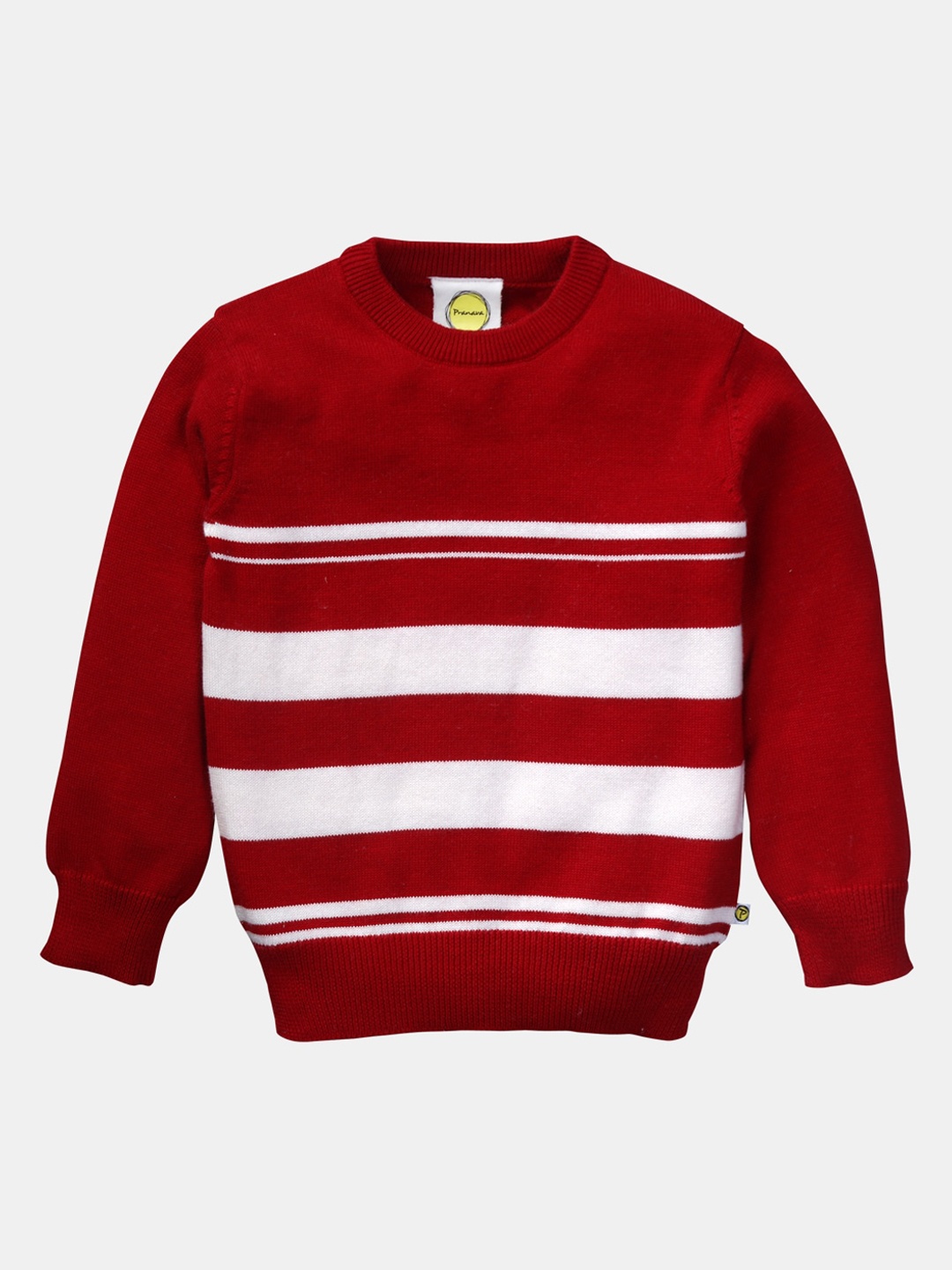 

Pranava Boys Red & White Striped Organic Cotton Pullover Sweater