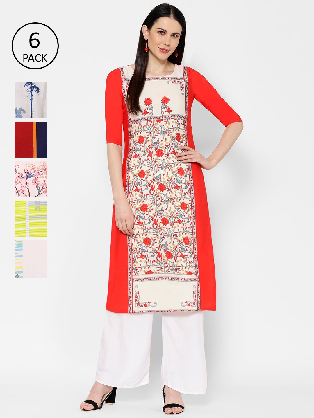 

7Threads Women Multicoloured Printed Straight Kurta, Multi
