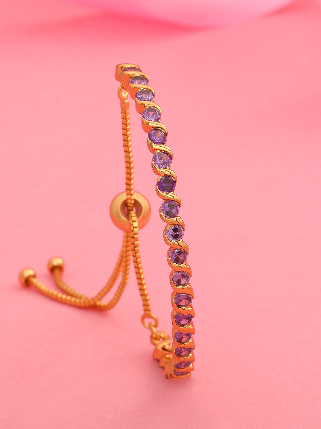 

Estele Gold-Plated & Blue AD Studded Link Bracelet