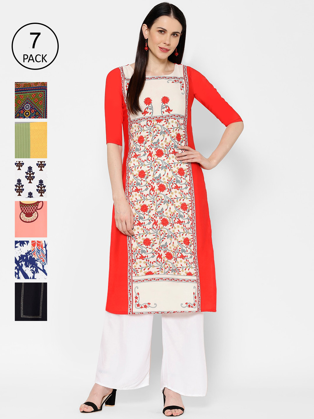 

7Threads Women Multicoloured Printed Straight Kurta, Multi