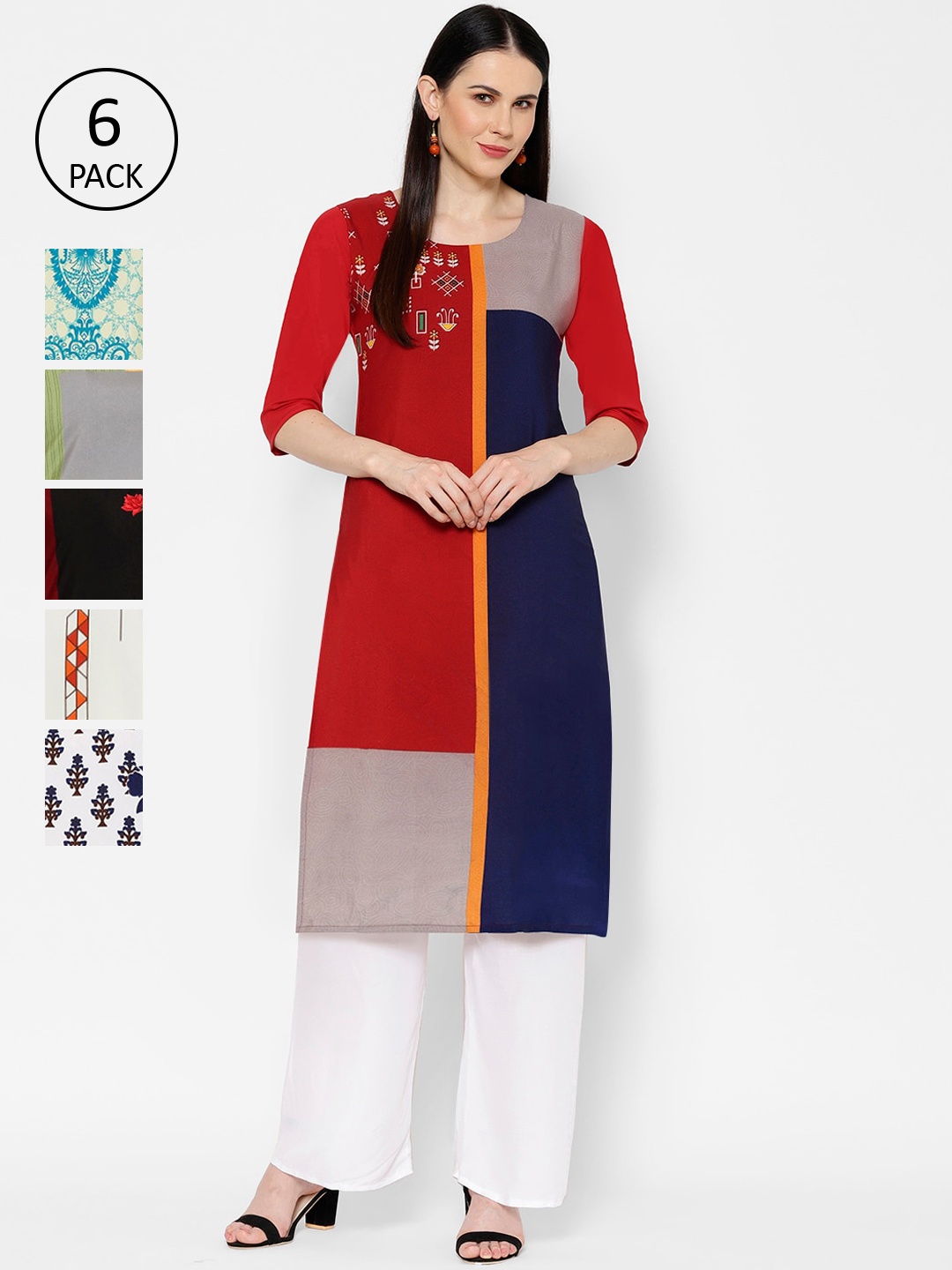 

7Threads Women Multicoloured Colourblocked Straight Kurta, Multi