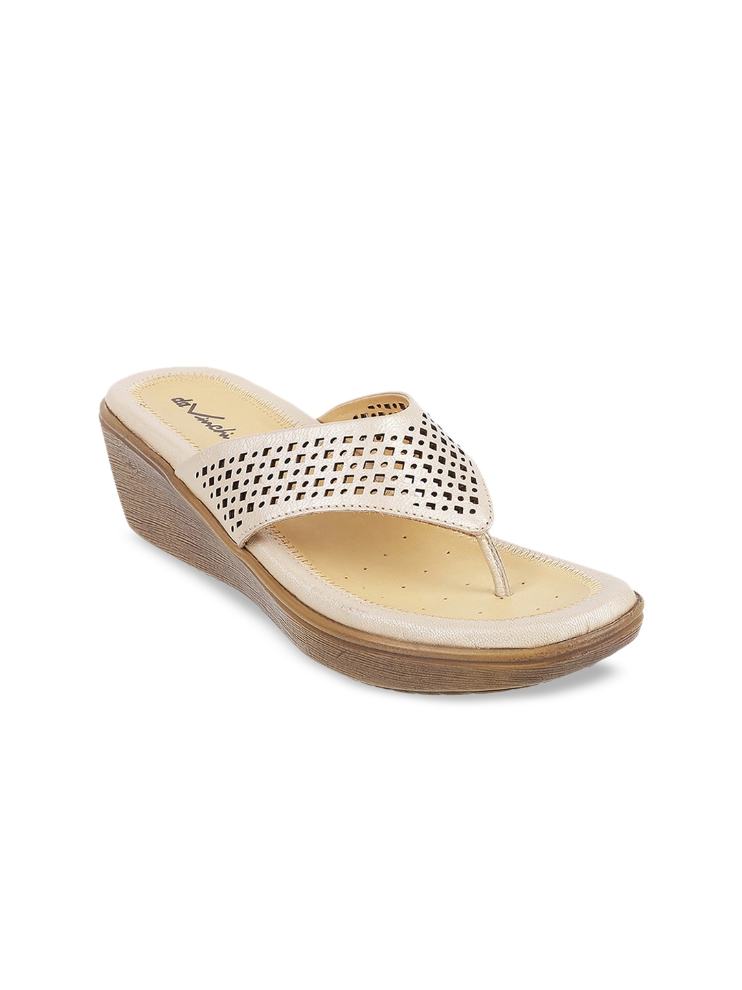 

DAVINCHI Women Gold-Toned Textured Wedges