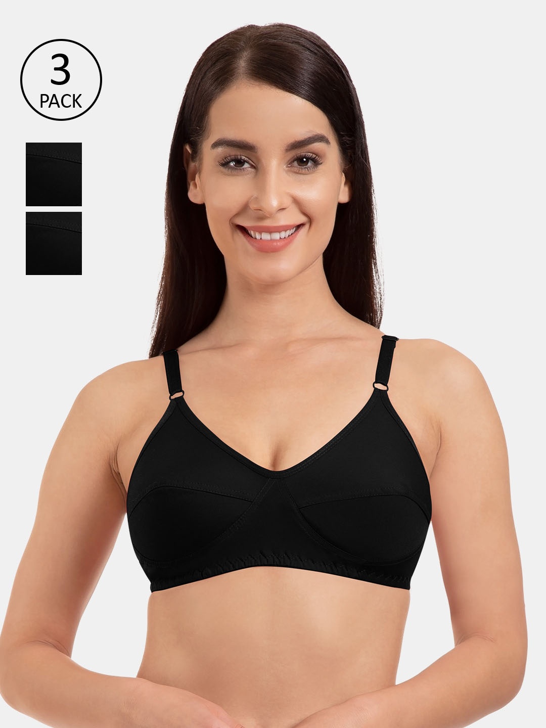 

Tweens Pack of 3 Black Non-Padded Non-Wired T-shirt Bras TW-292-3PC-BLK