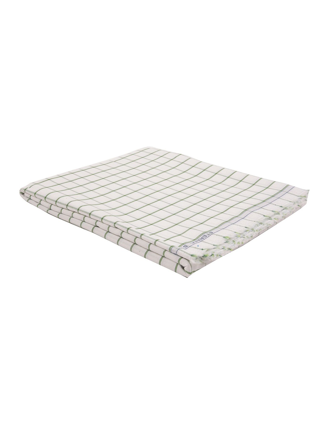 

Raymond Men Off-White & Green Checked Unstitched Shirt Fabric With Gift Packing Box