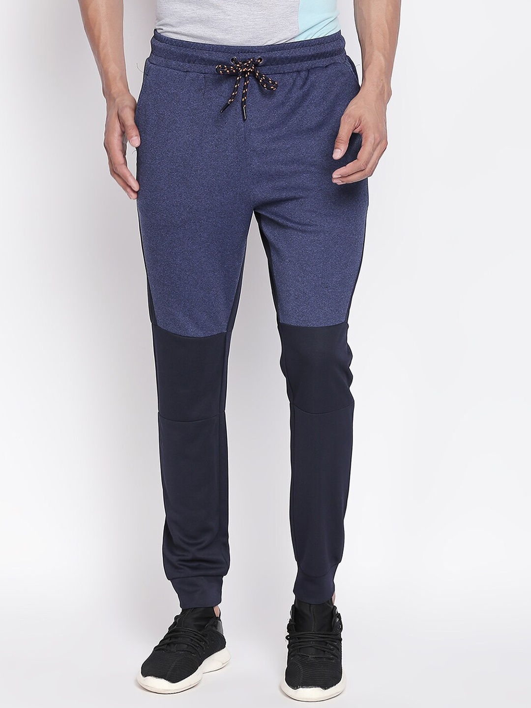

Ajile by Pantaloons Men Blue Colourblocked Slim Fit Joggers