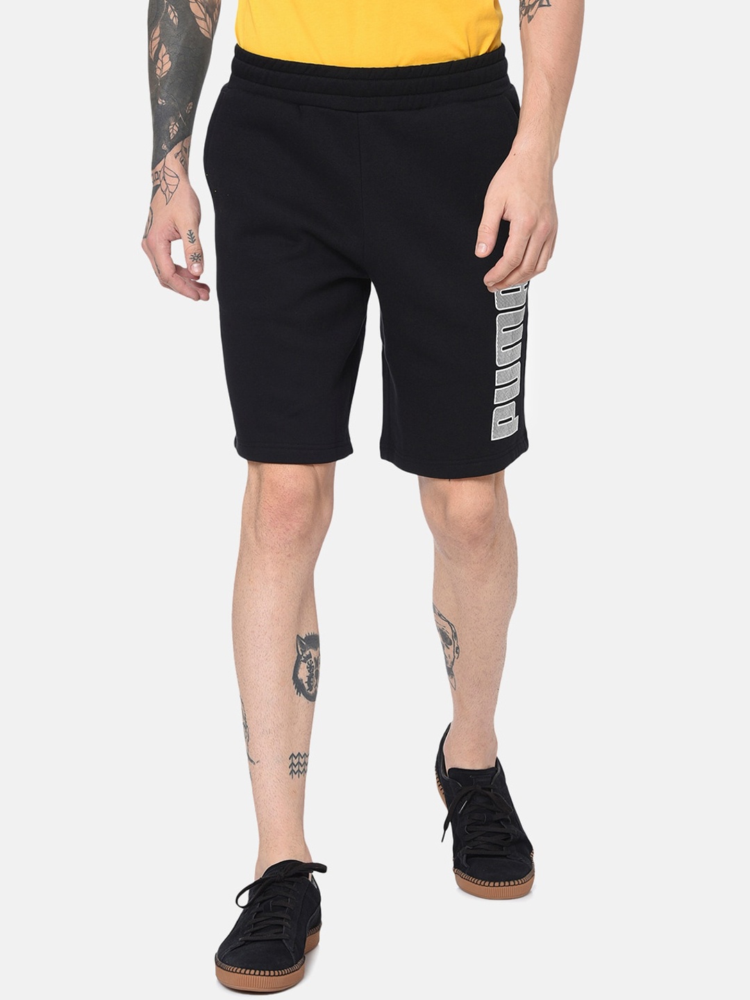 

Puma Men Black Solid Regular Fit Regular Shorts
