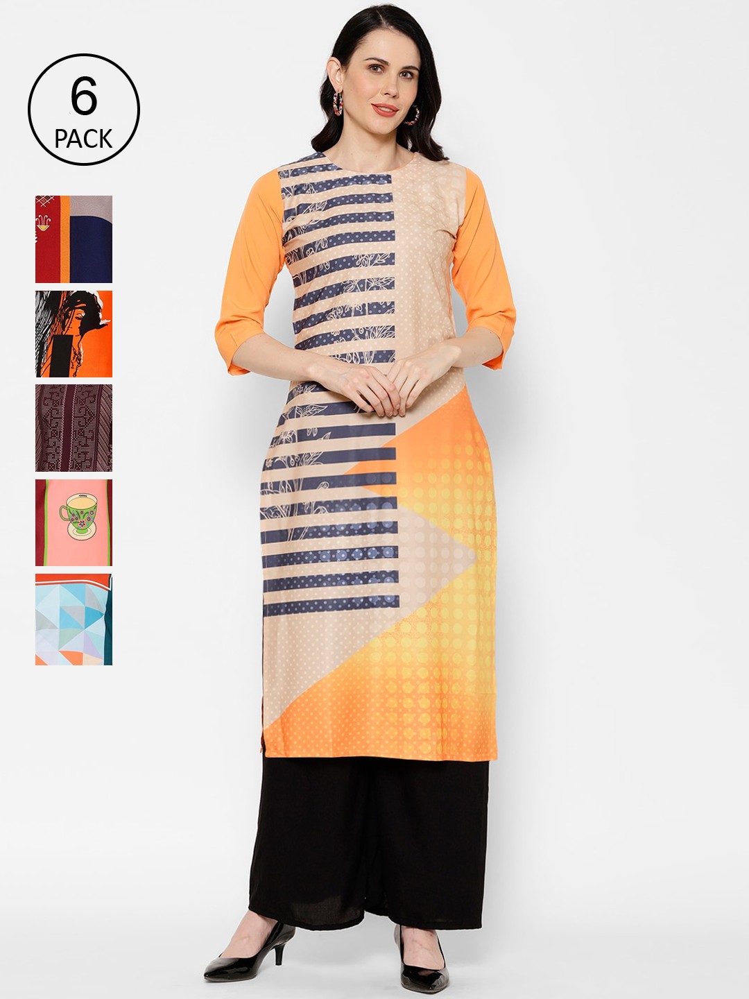 

7Threads Women Multicoloured Colourblocked Straight Kurta, Multi