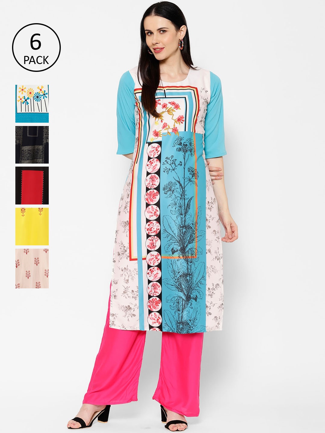 

7Threads Women Multicoloured Printed Straight Kurta, Multi