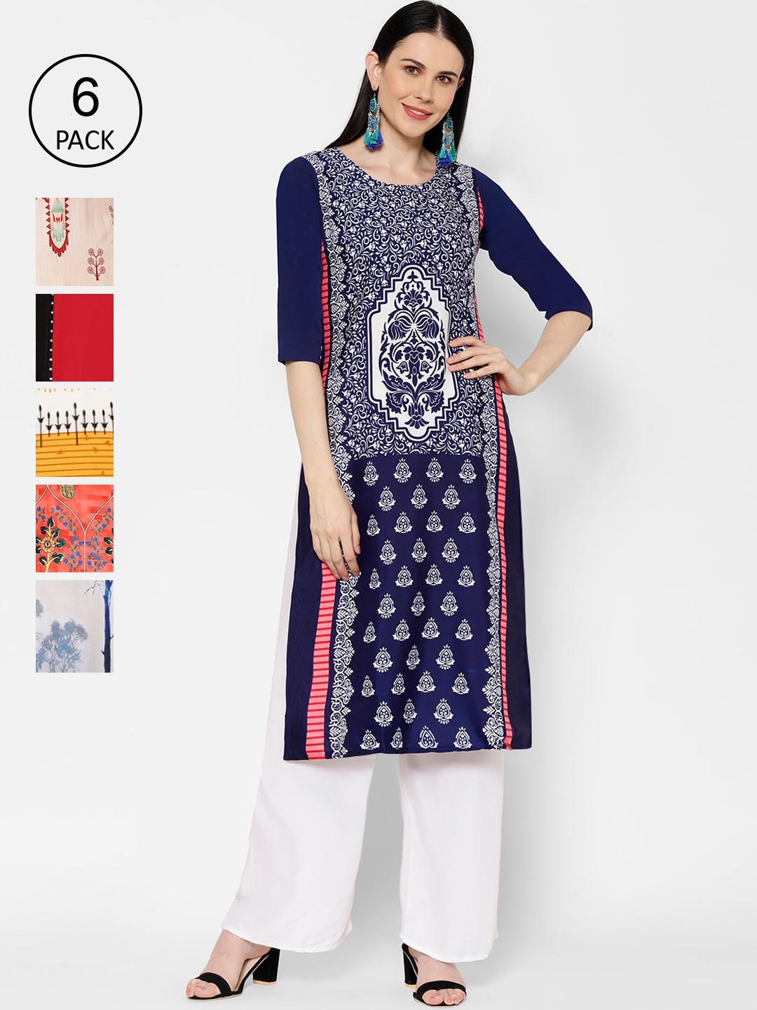 

7Threads Women Multicoloured Embroidered Straight Kurta, Multi