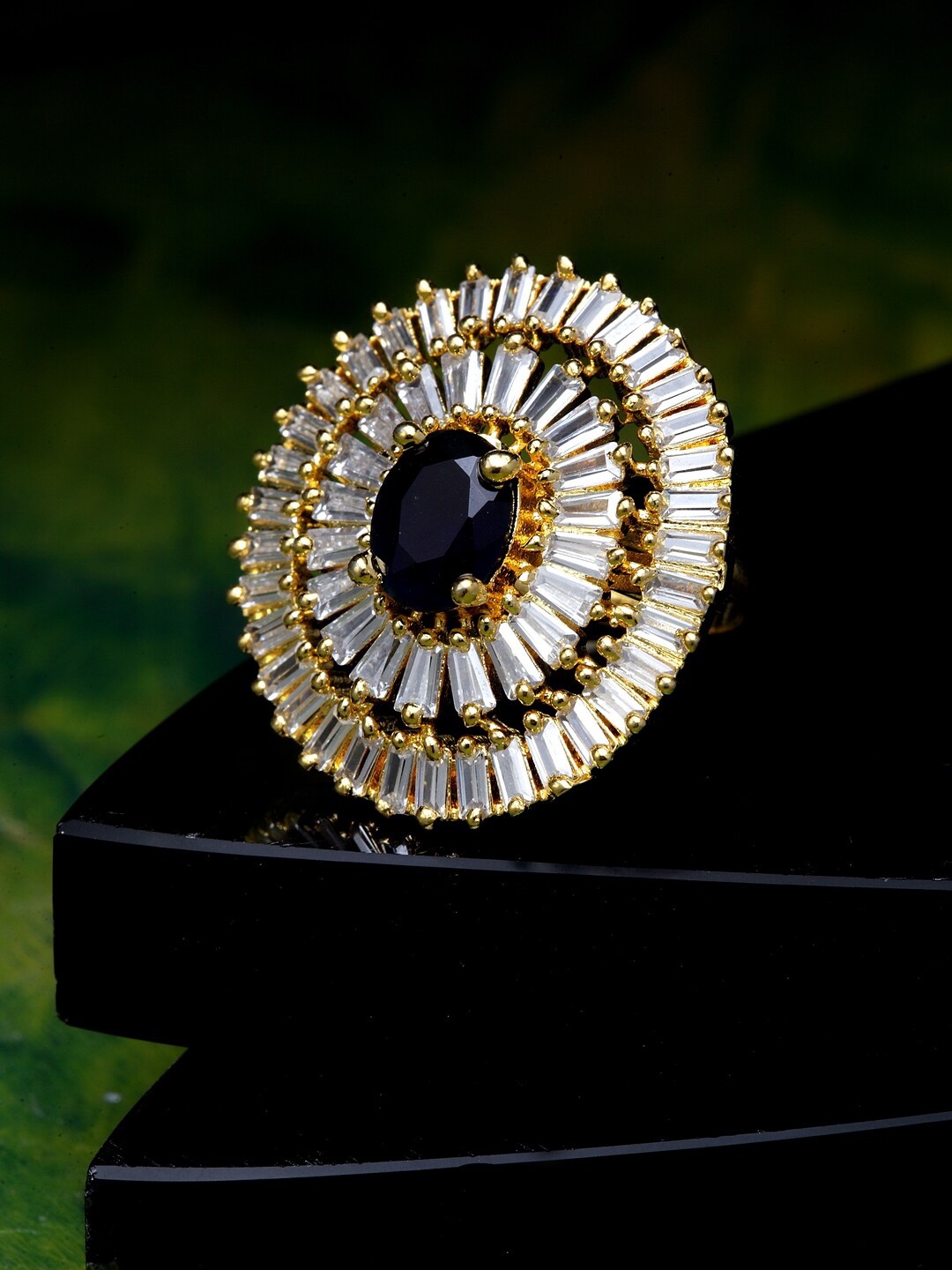 

ANIKAS CREATION Women Gold-Plated Stone Studded Handcrafted Adjustable Finger Ring