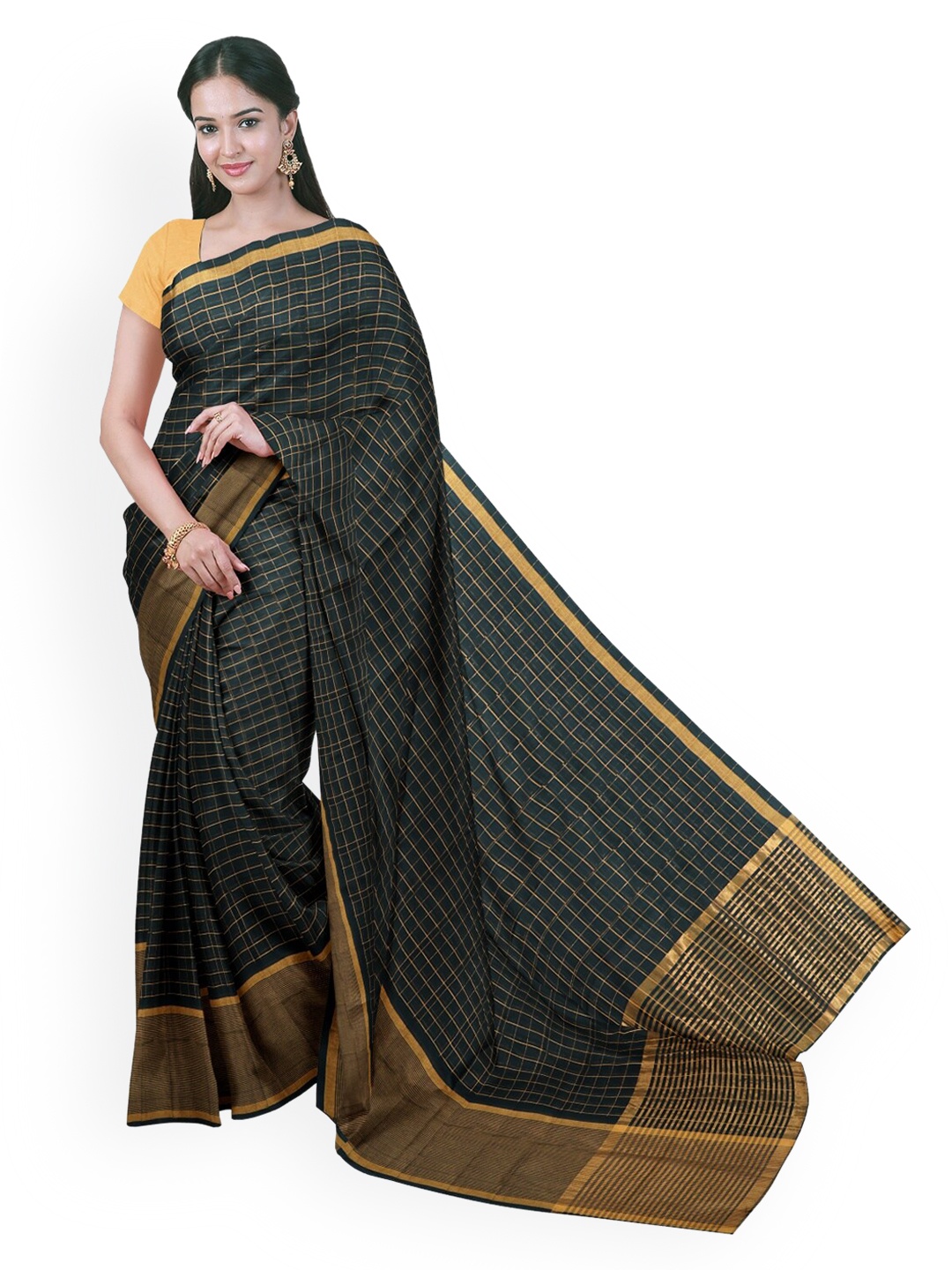 

APCO Green Checked Venkatgiri Saree