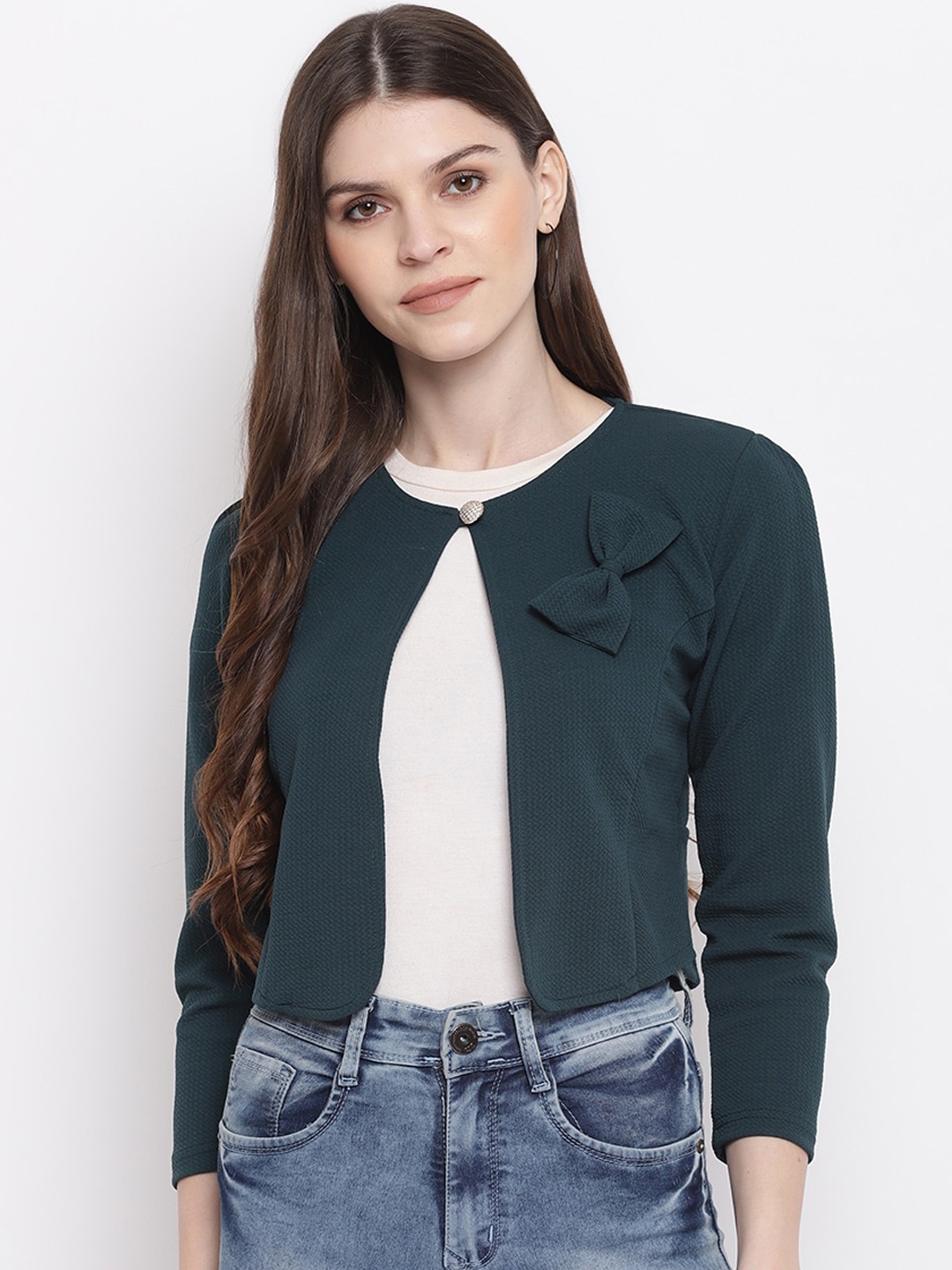 

Mayra Women Green Solid Denim Jacket