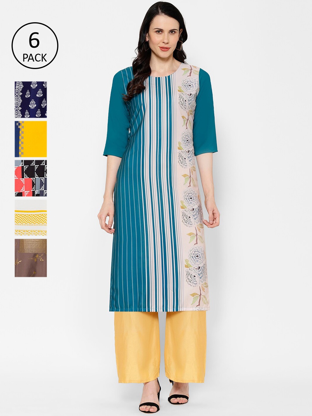

7Threads Women Multicoloured Embroidered Straight Kurta, Multi