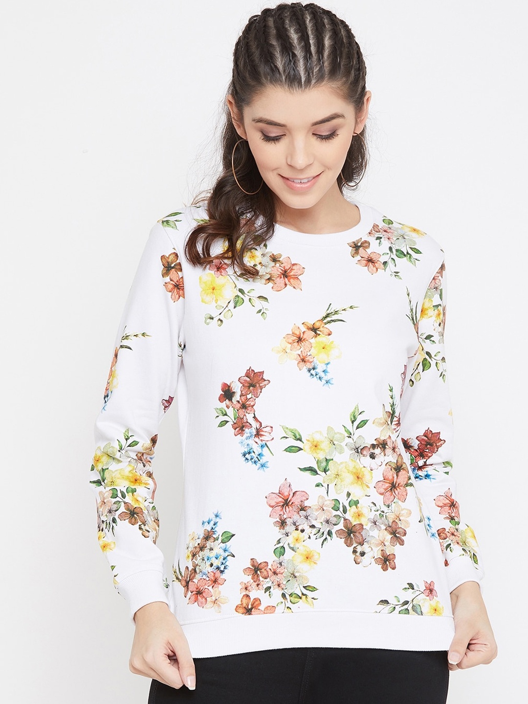 

Bishop Cotton Women White Printed Sweatshirt