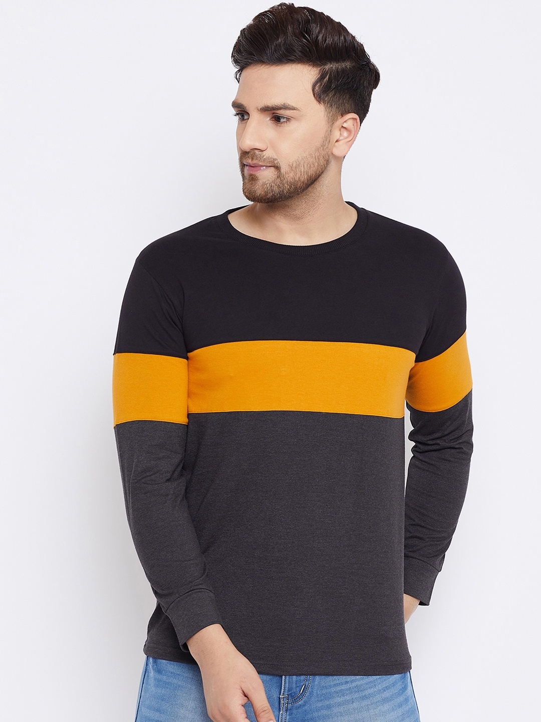 

Bishop Cotton Men Multicoloured Colourblocked Round Neck T-shirt, Multi