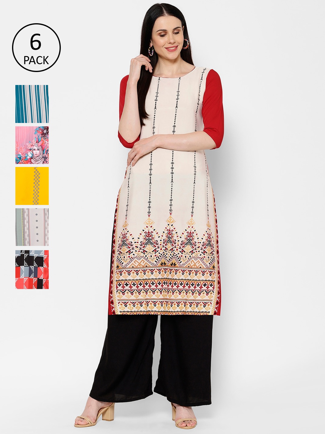 

7Threads Women Multicoloured Printed Straight Kurta, Multi